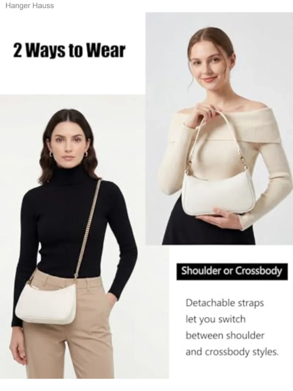 PU Leather Shoulder Bag Purse Clutch Tote Handbag with Removable Straps